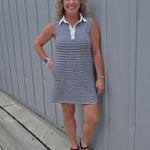 Navy & White Stripe Sleeveless Rugby Dress Dresses DOE & RAE
