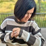 Brown Tan Stripe Knit Sweater