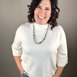 Cream Mock Neck Sweater Top - Sweater FATE by LFD