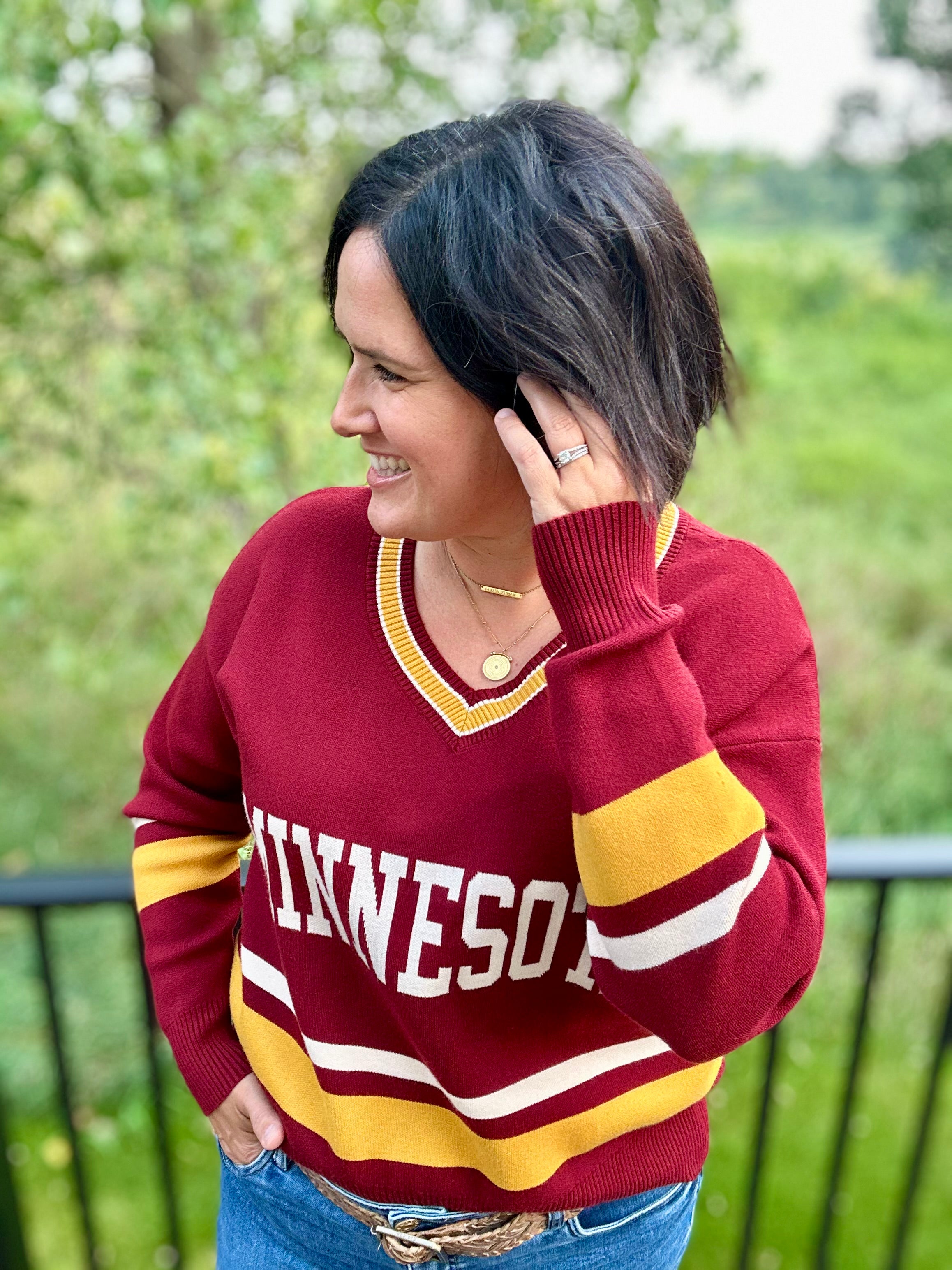 Maroon Minnesota University Sweater Top - Sweater Tea n Rose