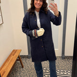 Navy Teddy Button Down Coat