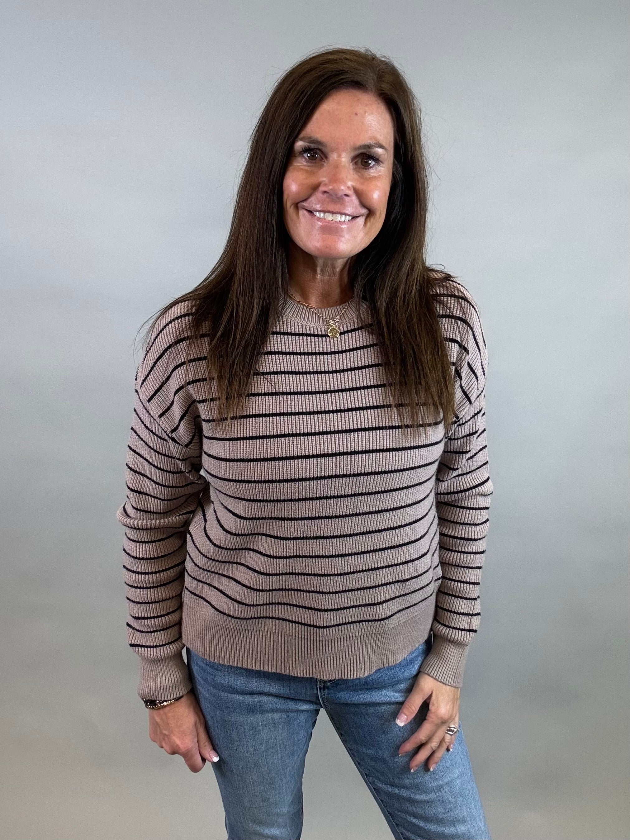 Taupe Black Ely Sweater Top - Sweater THREAD & SUPPLY