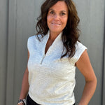 Grey Collared Half Zip Sleeveless Top Tops- Blouses STAR DROP