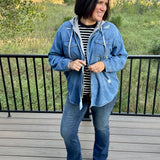 Hooded Distressed Denim Jacket