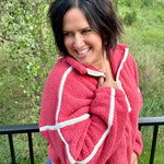 Washed Cherry Sherpa Quarter Zip Pullover Top - Sweatshirt MIOU MUSE