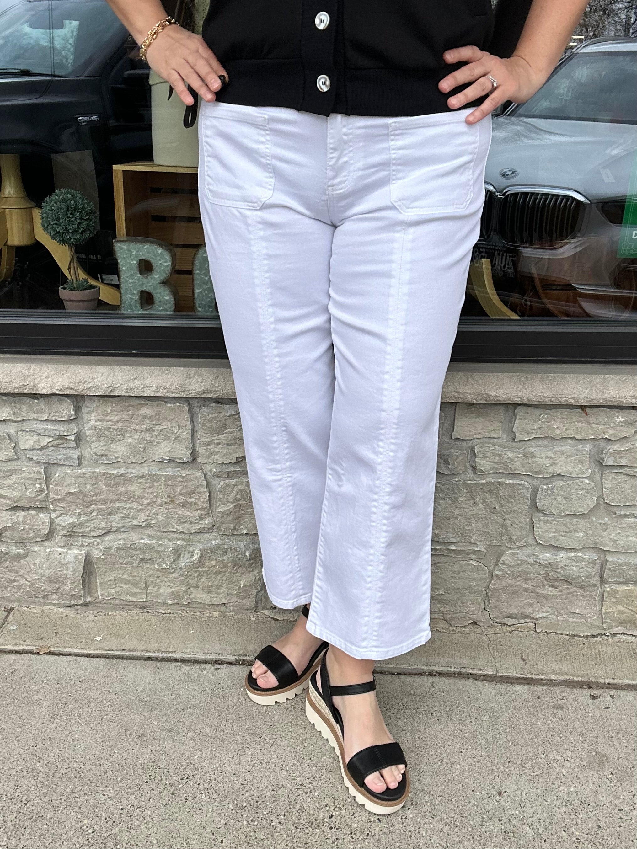 White Charlotte High Rise Jeans Bottom- Pants KUT FROM THE KLOTH