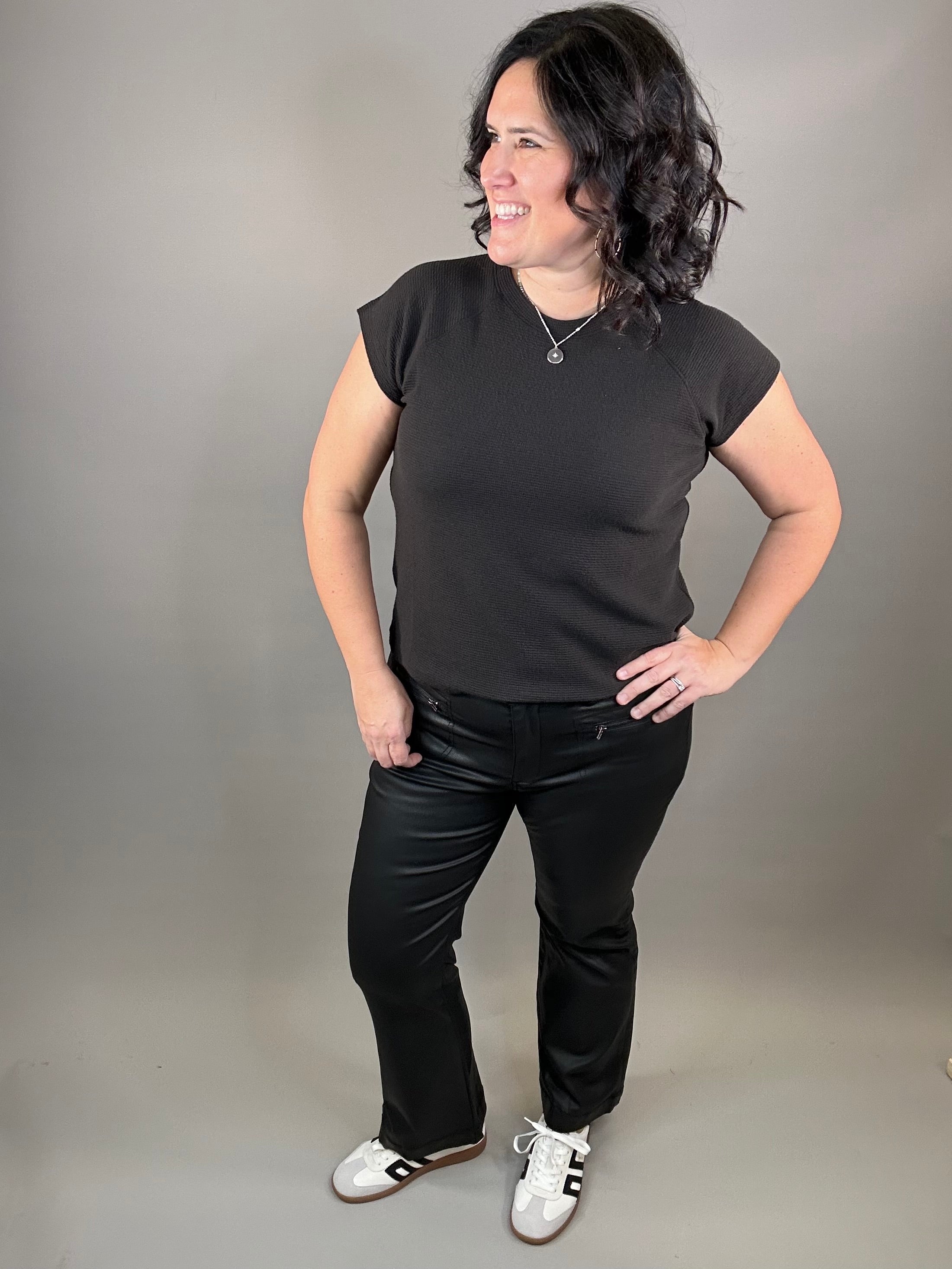 Black Kelsey Coated Flare Bottoms - Pants KUT FROM THE KLOTH