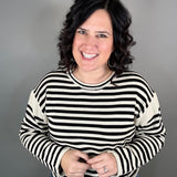 Black/Taupe Striped Knit Sweater