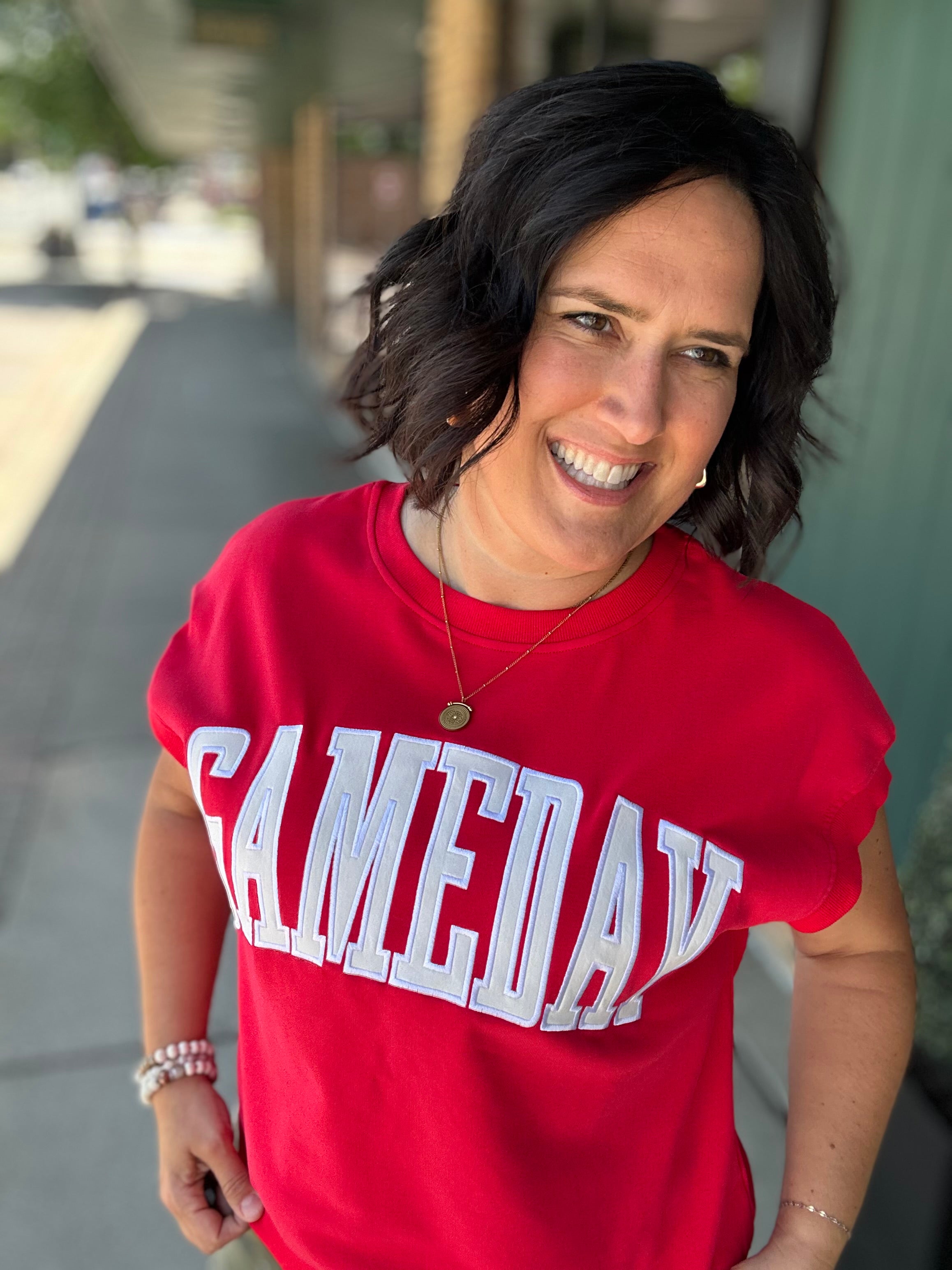 Red Game Day Top Tops- Sweatshirt PANACHE