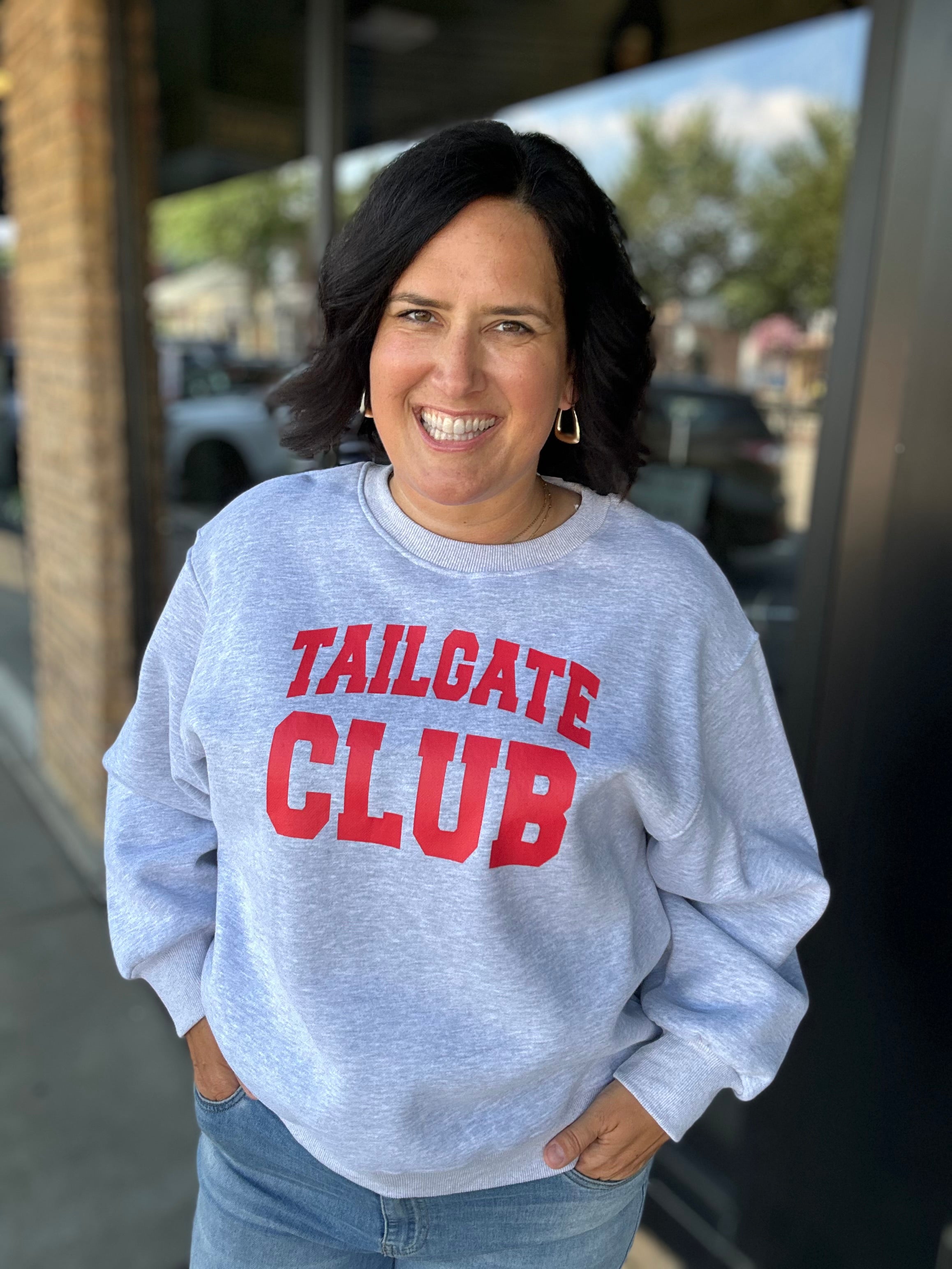 Grey Tailgate Club Sweatshirt Top - Sweatshirt PANACHE