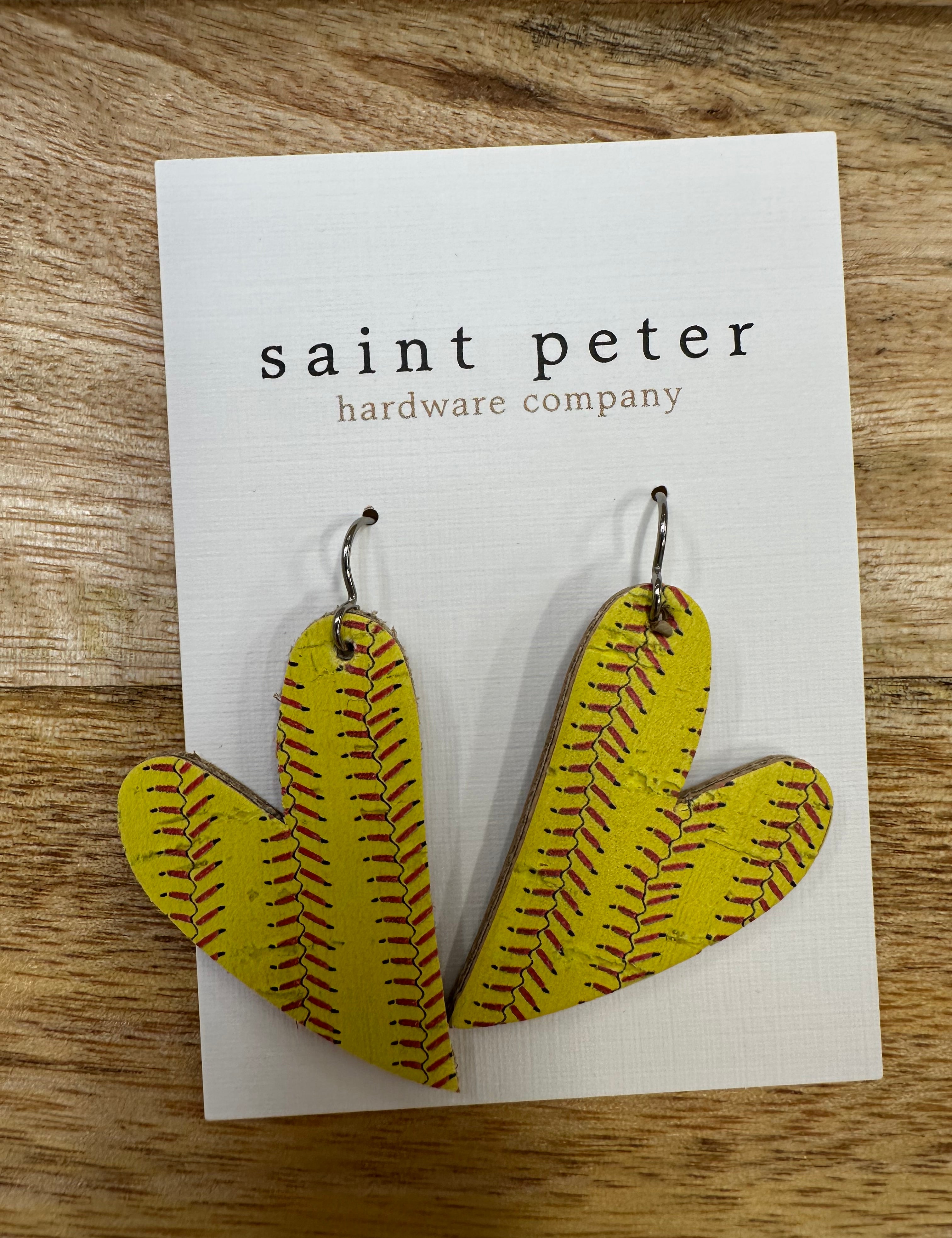 Softball Heart Earrings Jewelry - Earrings St. Peter Hardware