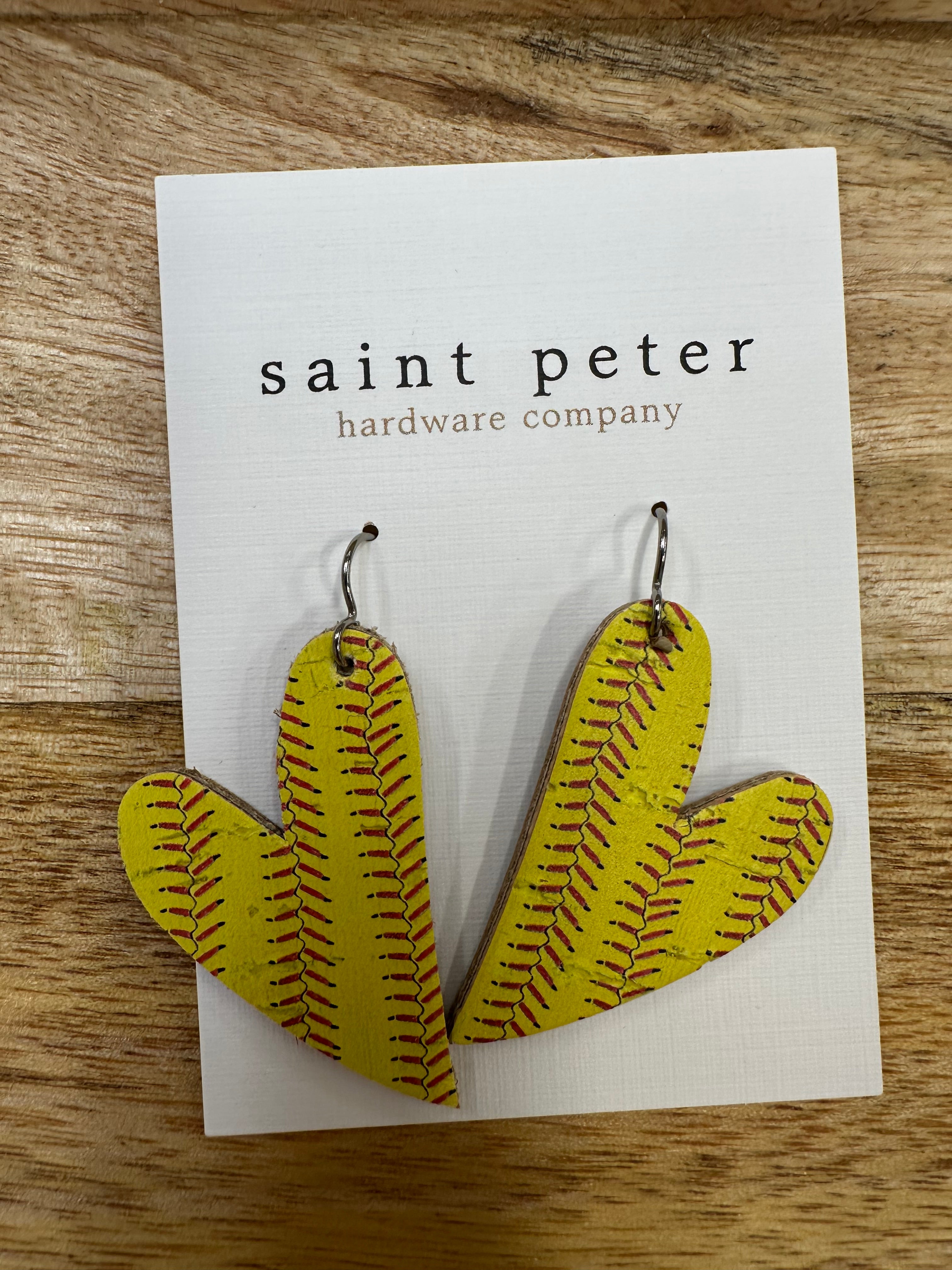 Softball Heart Earrings Jewelry - Earrings St. Peter Hardware