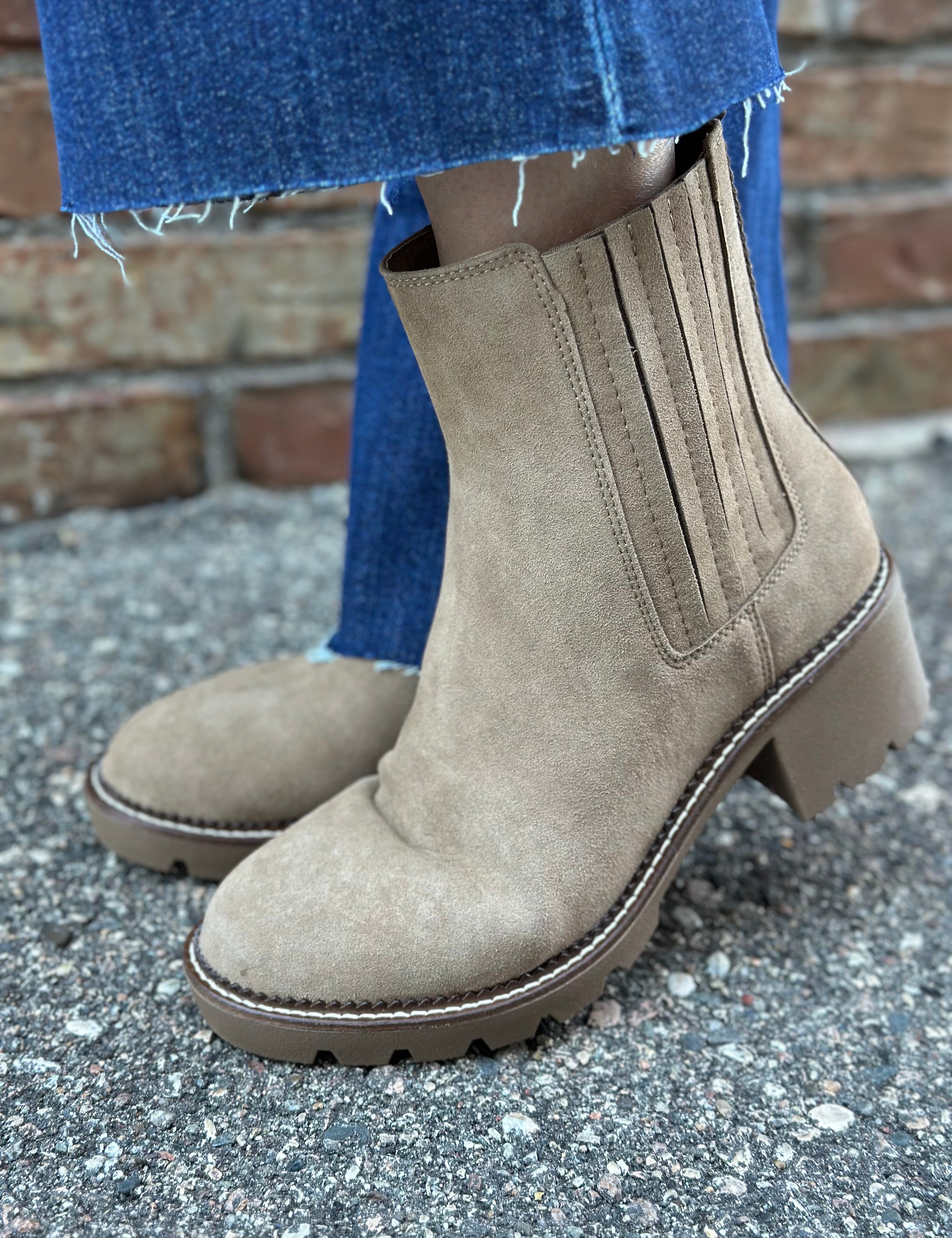 Pryor Taupe Suede Chelsea Boot- MIA Shoes- Boots & Booties MIA