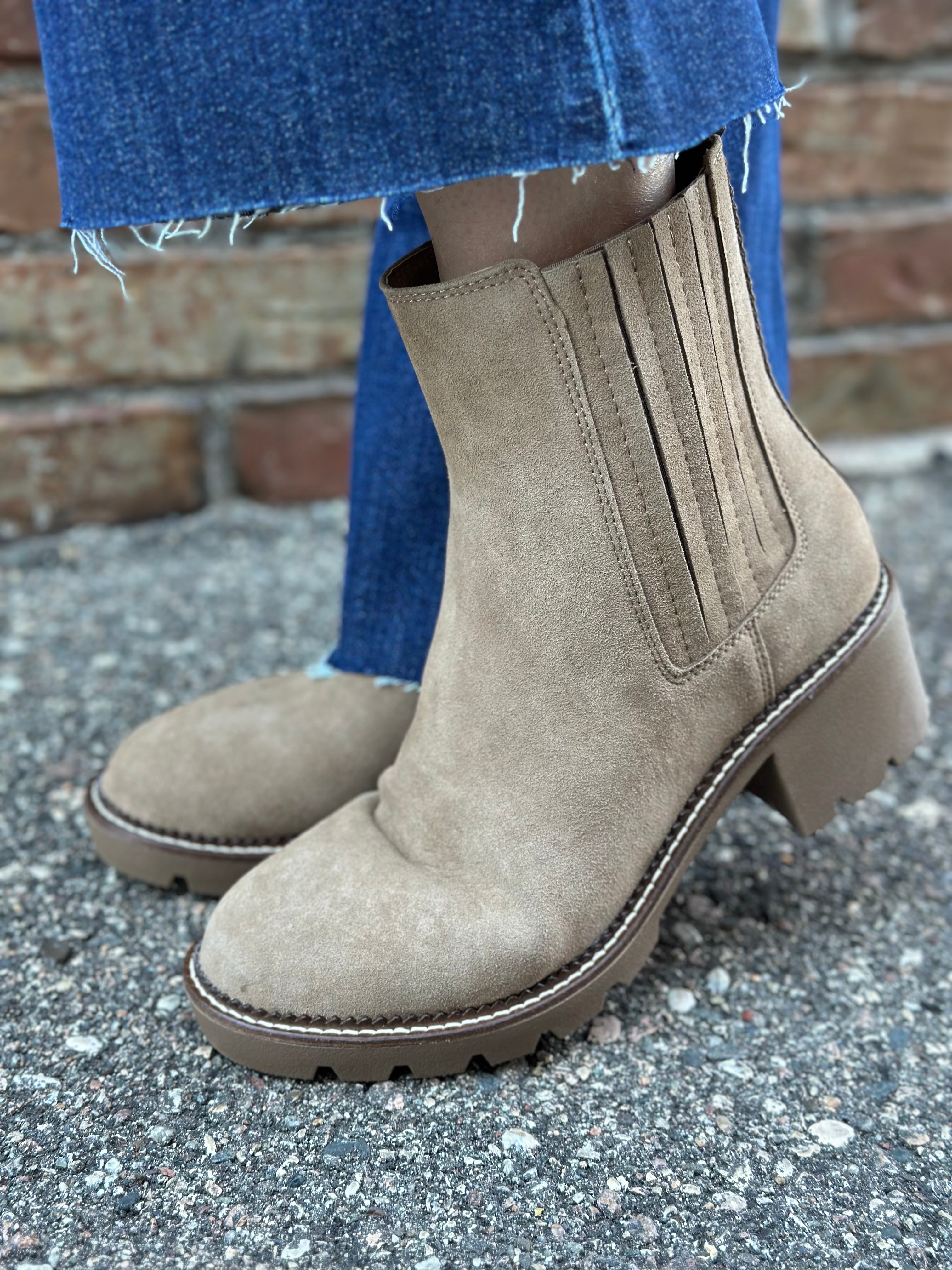 Pryor Taupe Suede Chelsea Boot- MIA Shoes- Boots & Booties MIA