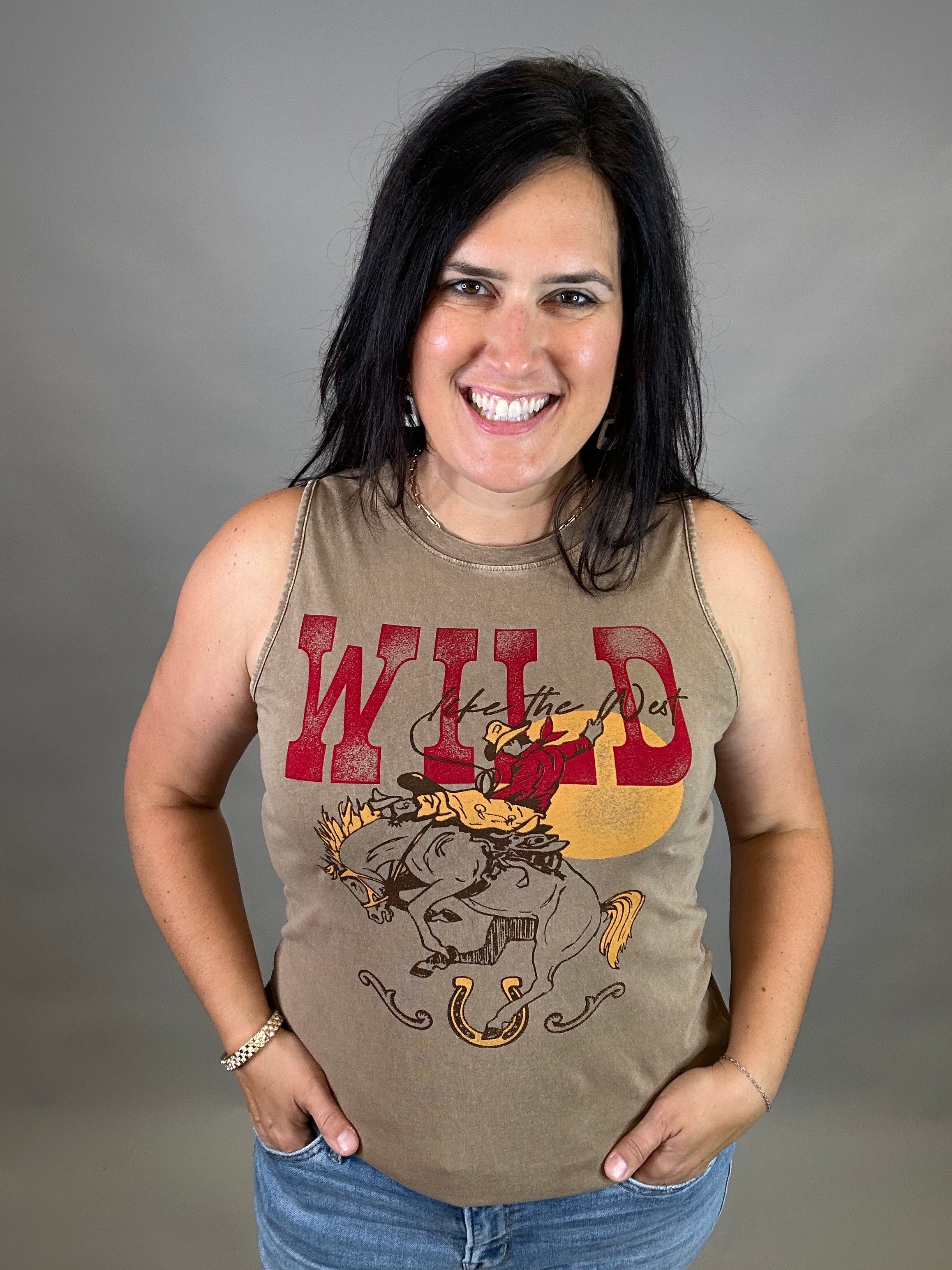 Mineral Taupe Wild Like the West Tank Tops- Tanks HRT and LUV