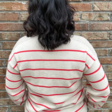 Taupe/Coral Stripe Sweater