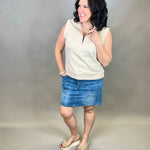 Oat Zip Front Sleeveless Sweatshirt Top - Sweatshirt DOE & RAE