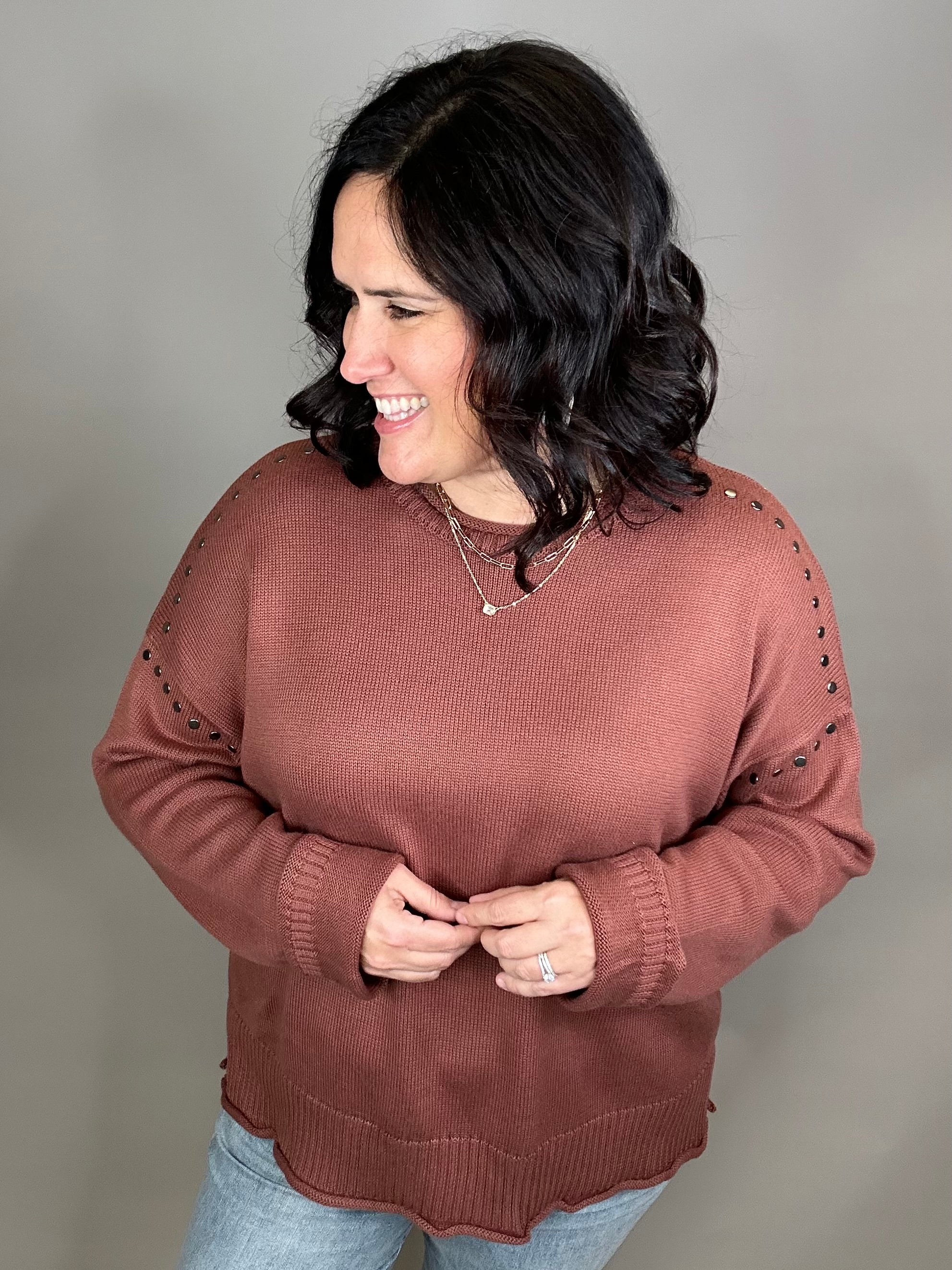 Burlwood Studded Sweater Top - Sweater WISHLIST