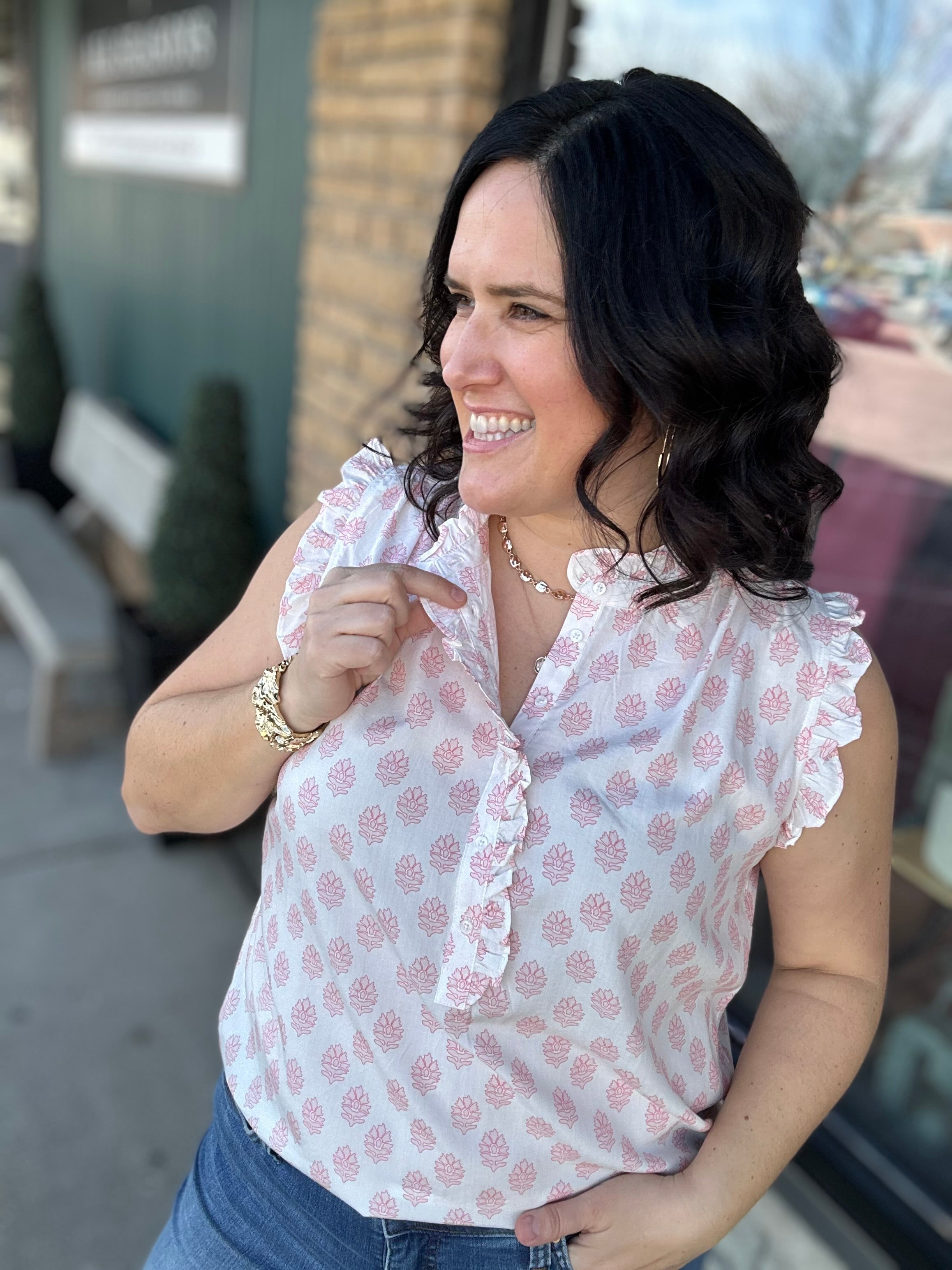 Anita Printed Tank Blouse Tops- Blouses FLAG AND ANTHEM