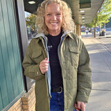 Olive Quilted Hooded Jacket