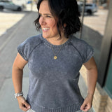 Washed Charcoal Hana Dolman Lounge Tee Top - Tee FLAG AND ANTHEM