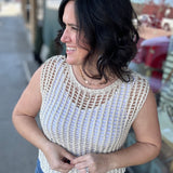 Sand Chunky Open Stitch Sweater Vest Top - Sweater DOE & RAE