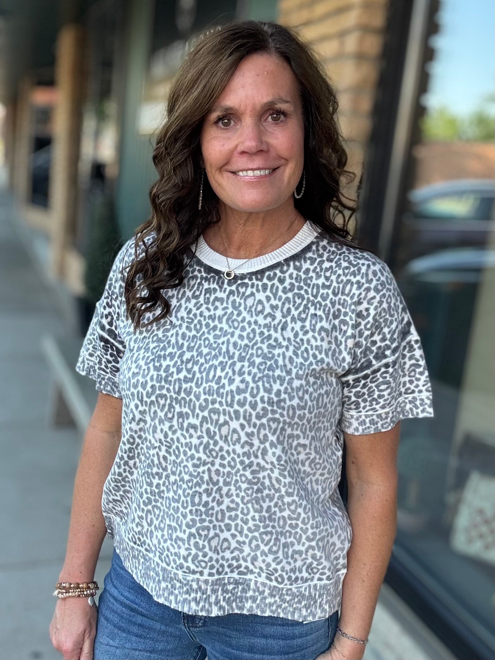 Leopard Short Sleeve Sweater Top - Sweater FATE by LFD
