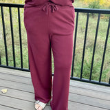 Philo Cozy Waffle Drawstring Pull-On Pants