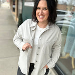 Grey Washed Soft Button Up Outerwear- Jackets PANACHE