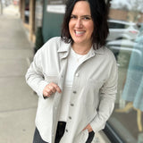 Grey Washed Soft Button Up Outerwear- Jackets PANACHE