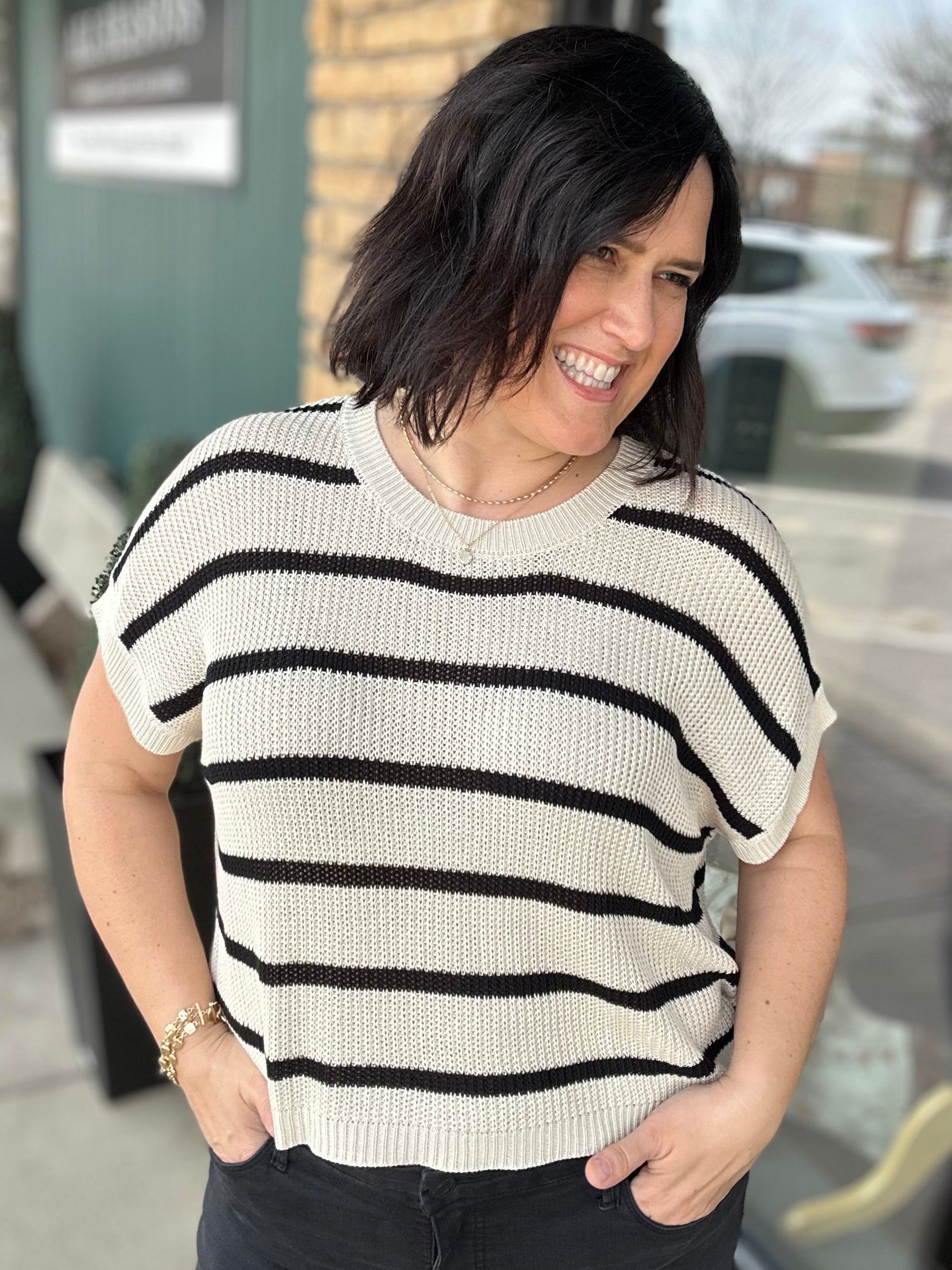 Go-To Favorite Relaxed Fit Stripe Sweater Top - Sweater IN FEBRUARY