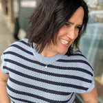 Blue Ashley Striped Sweater Top - Sweater FLAG AND ANTHEM