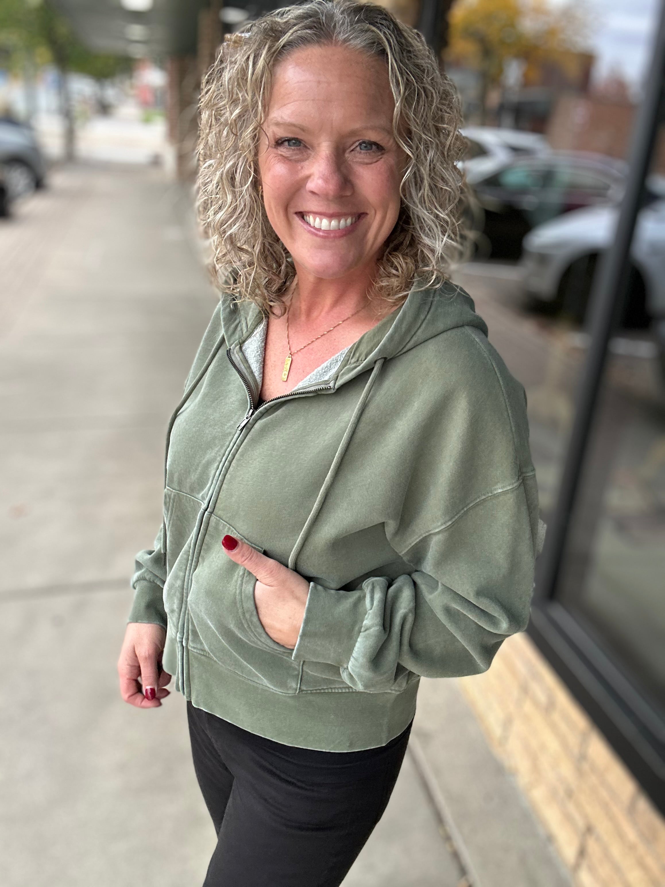 Clover Green Ashford Full Zip Hoodie Top - Sweatshirt THREAD & SUPPLY