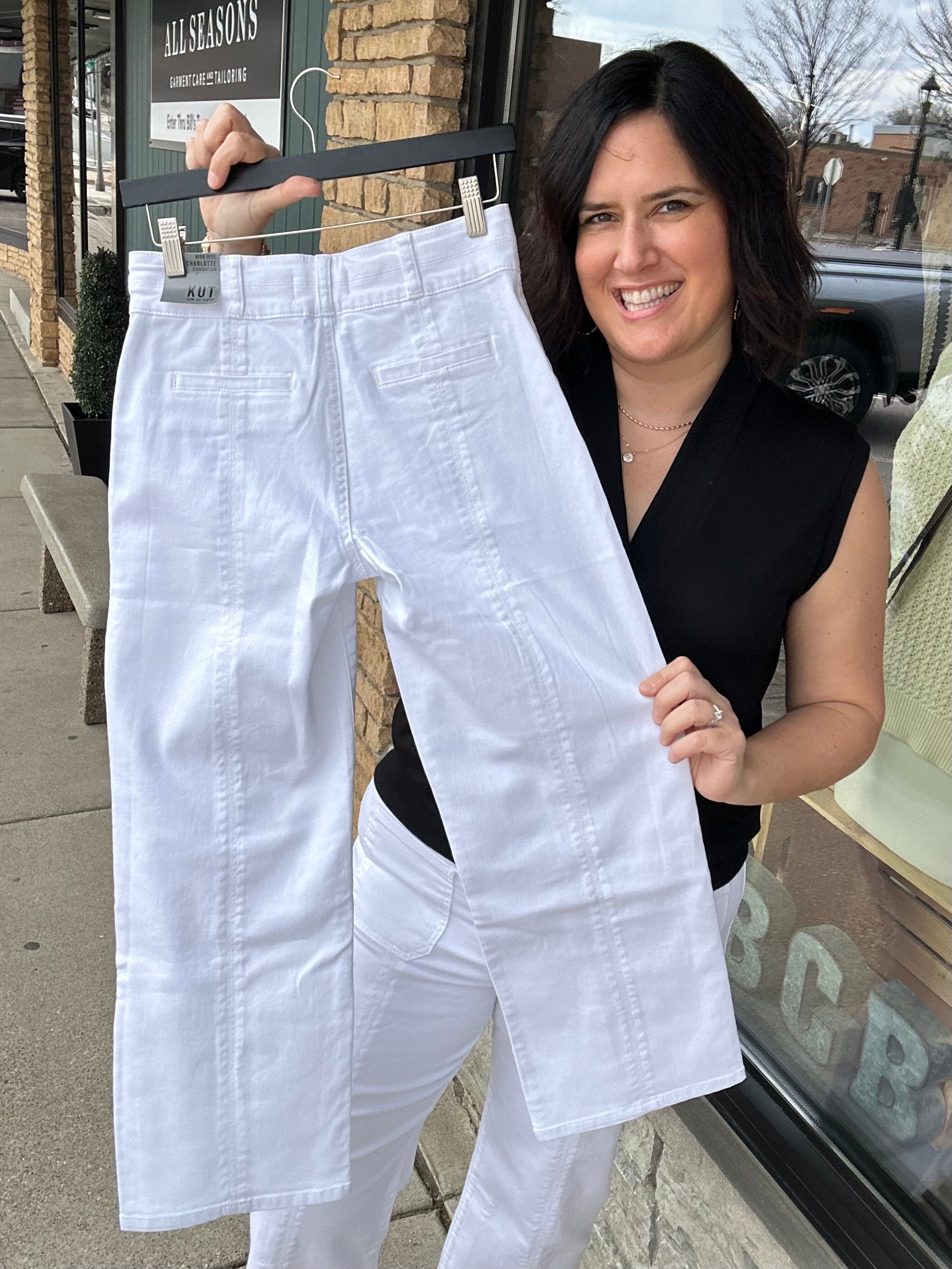 White Charlotte High Rise Jeans Bottom- Pants KUT FROM THE KLOTH