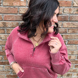 Burgundy Quarter Zip Sweatshirt