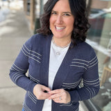 Indigo Stitch Striped Cardigan Tops- Cardigans STACCATO