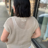 Natural Sun-Soaked Open-Knit Fishnet Sweater Top - Sweater IN FEBRUARY