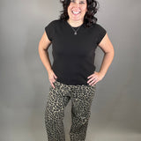 Coffee Leopard Wide Leg Jeans Bottom- Pants RISEN