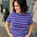 Royal/White/Red Crew Neck Top - Tee STACCATO