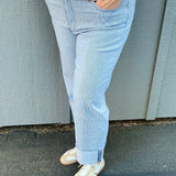 Fay Straight Cuffed Blue/White Denim Bottoms - Pants KUT FROM THE KLOTH