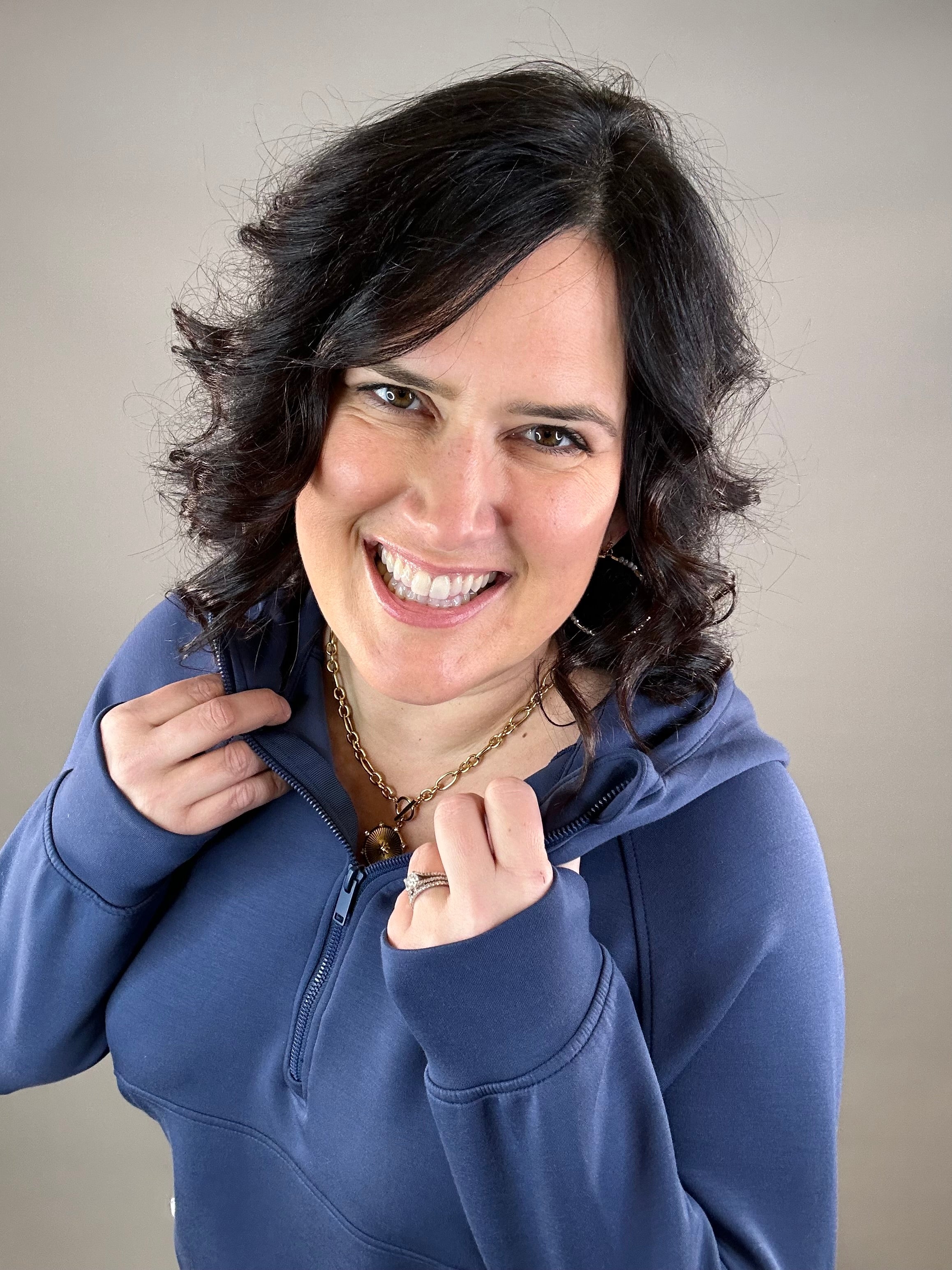 Smoky Navy Quarter Zip Hoodie Jacket Top - Sweatshirt RAE MODE