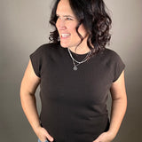 Black Cloudy Knit Top Top - Tee TRES BIEN