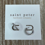 Rhinestone & Silver Circle Huggies Jewelry - Earrings St. Peter Hardware