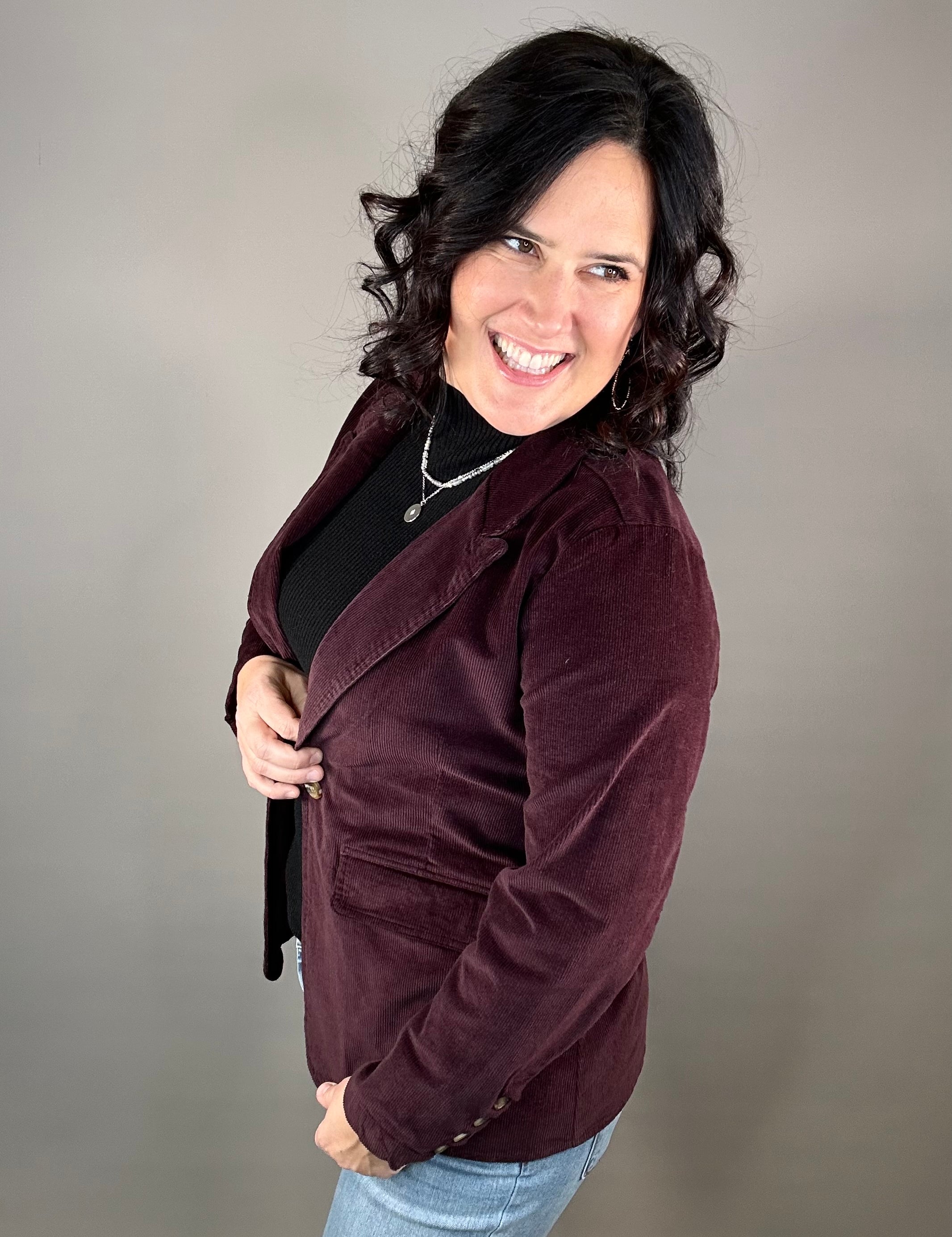 Patty Deep Plum Blazer Outerwear- Blazers VELVET HEART