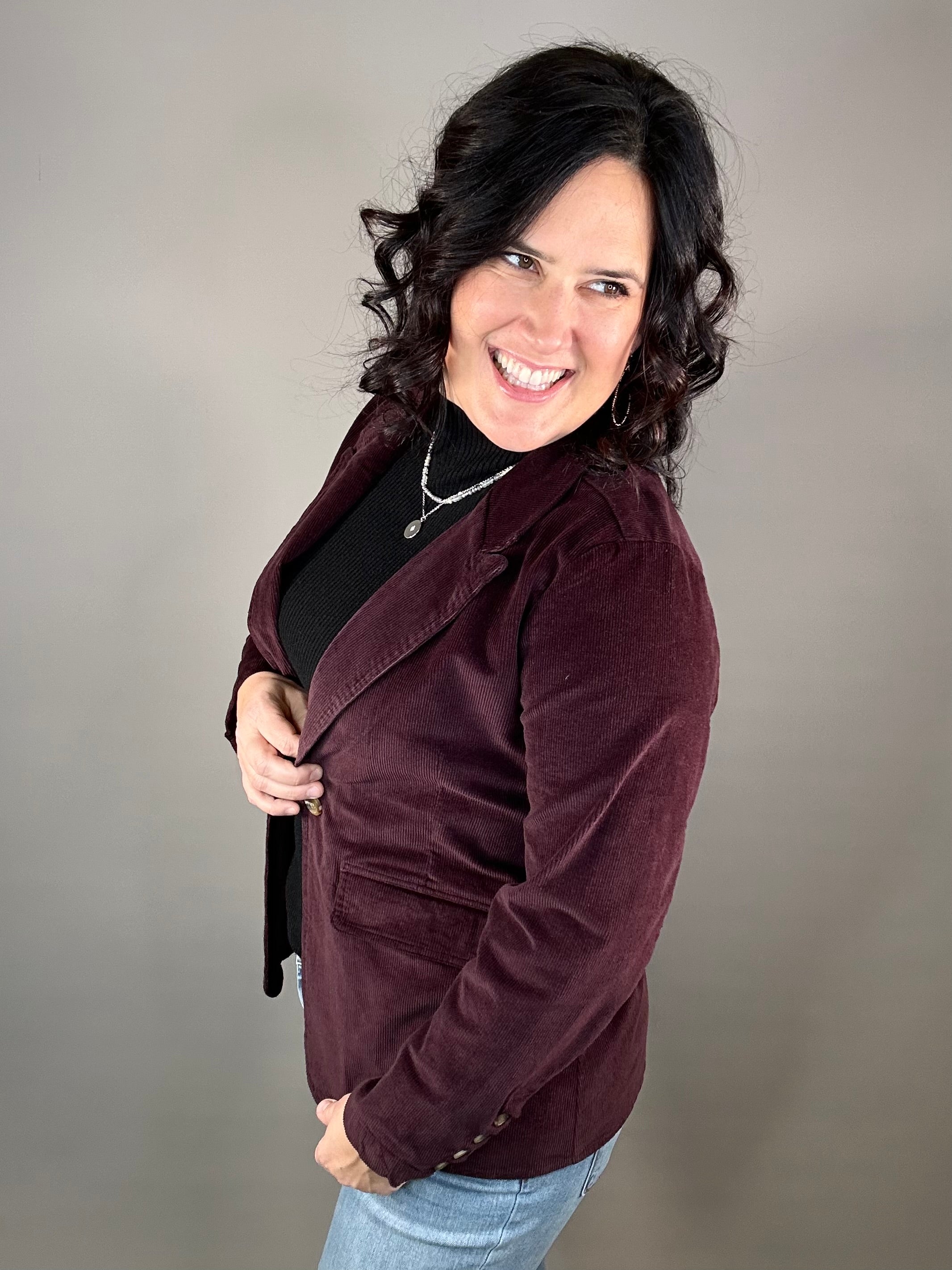 Patty Deep Plum Blazer Outerwear- Blazers VELVET HEART