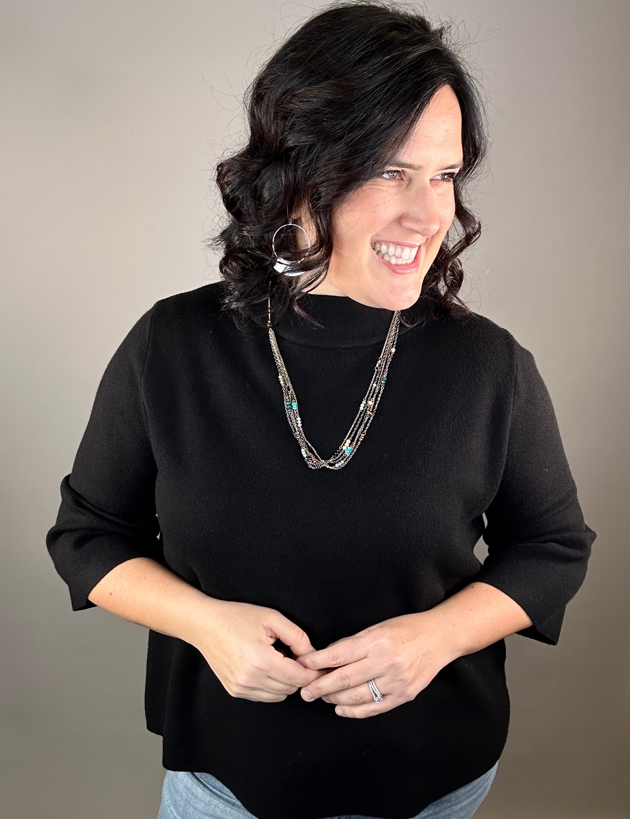 Black Mock Neck Sweater Top - Sweater FATE by LFD