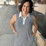 Navy & White Stripe Sleeveless Rugby Dress Dresses DOE & RAE
