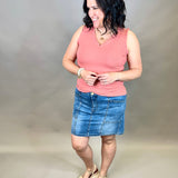 Salmon V Neck Frilled Tank Tops- Tanks DOE & RAE