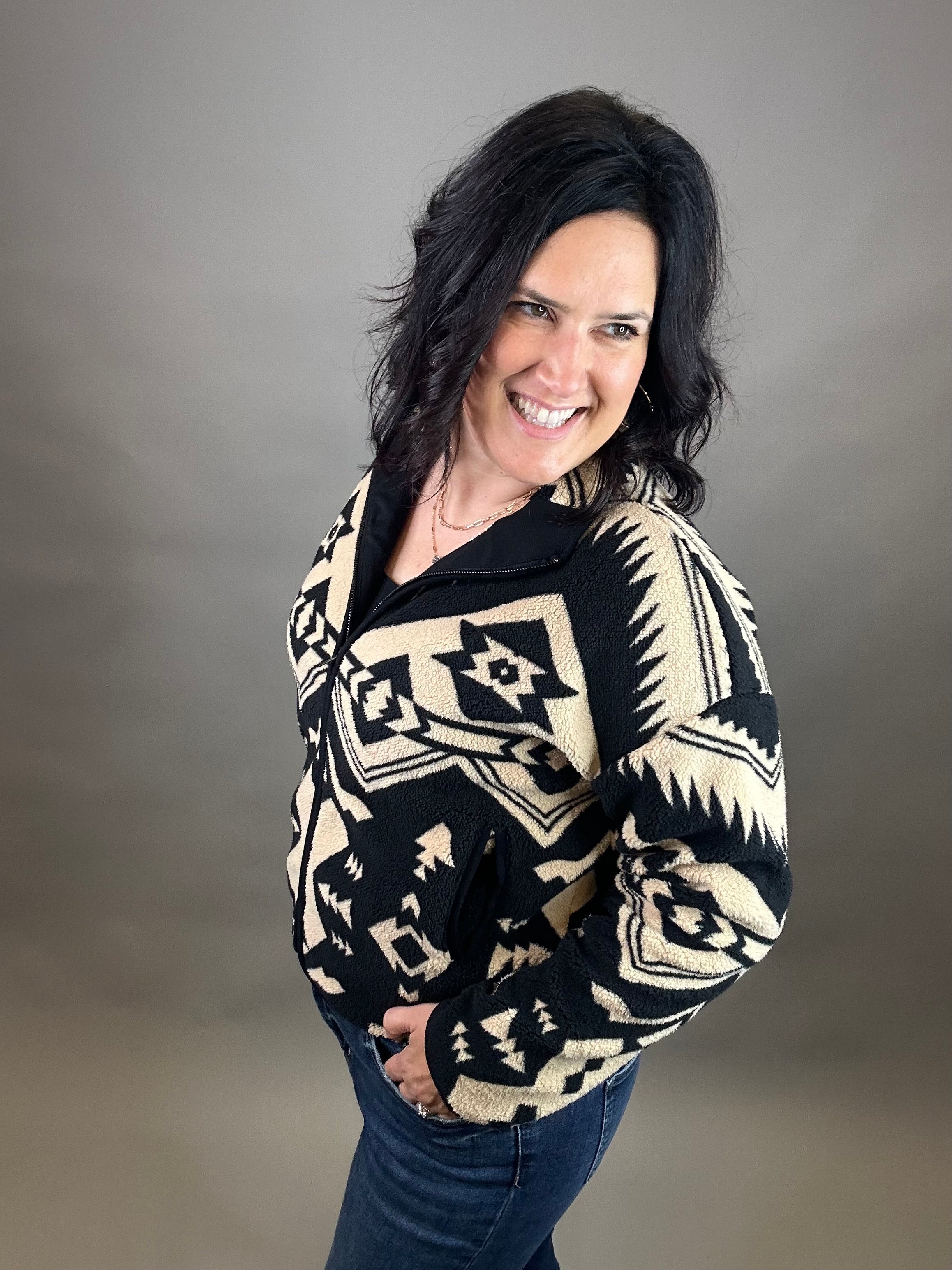 Black Aztec Canyon Jacket Outerwear- Jackets THREAD & SUPPLY