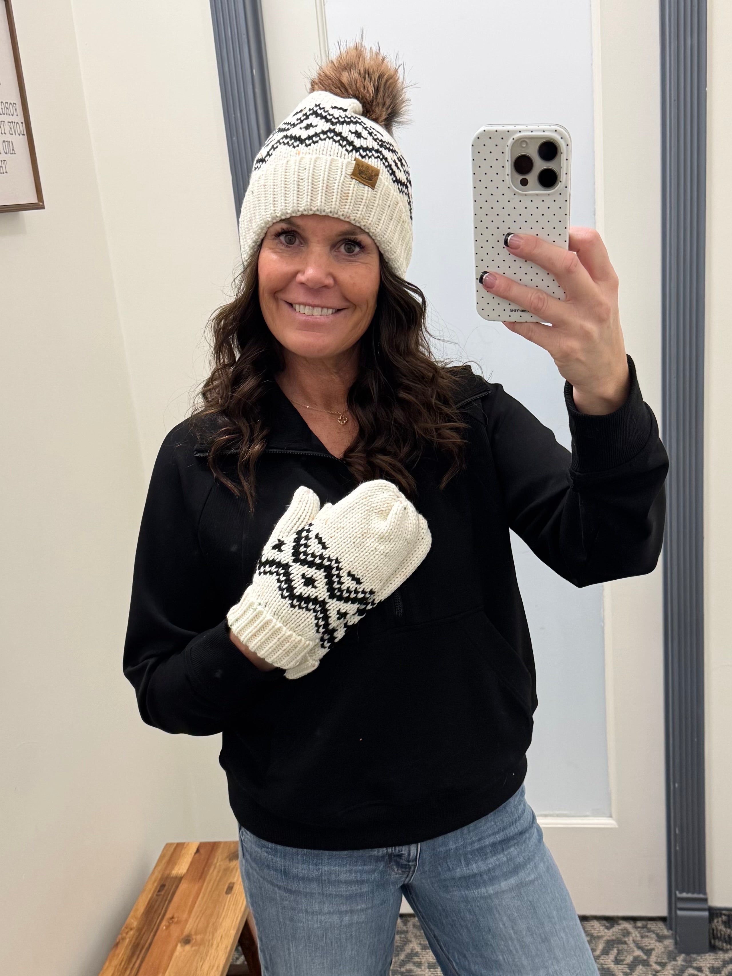 Cream & Speckled Mittens Accessories- Mittens PANACHE